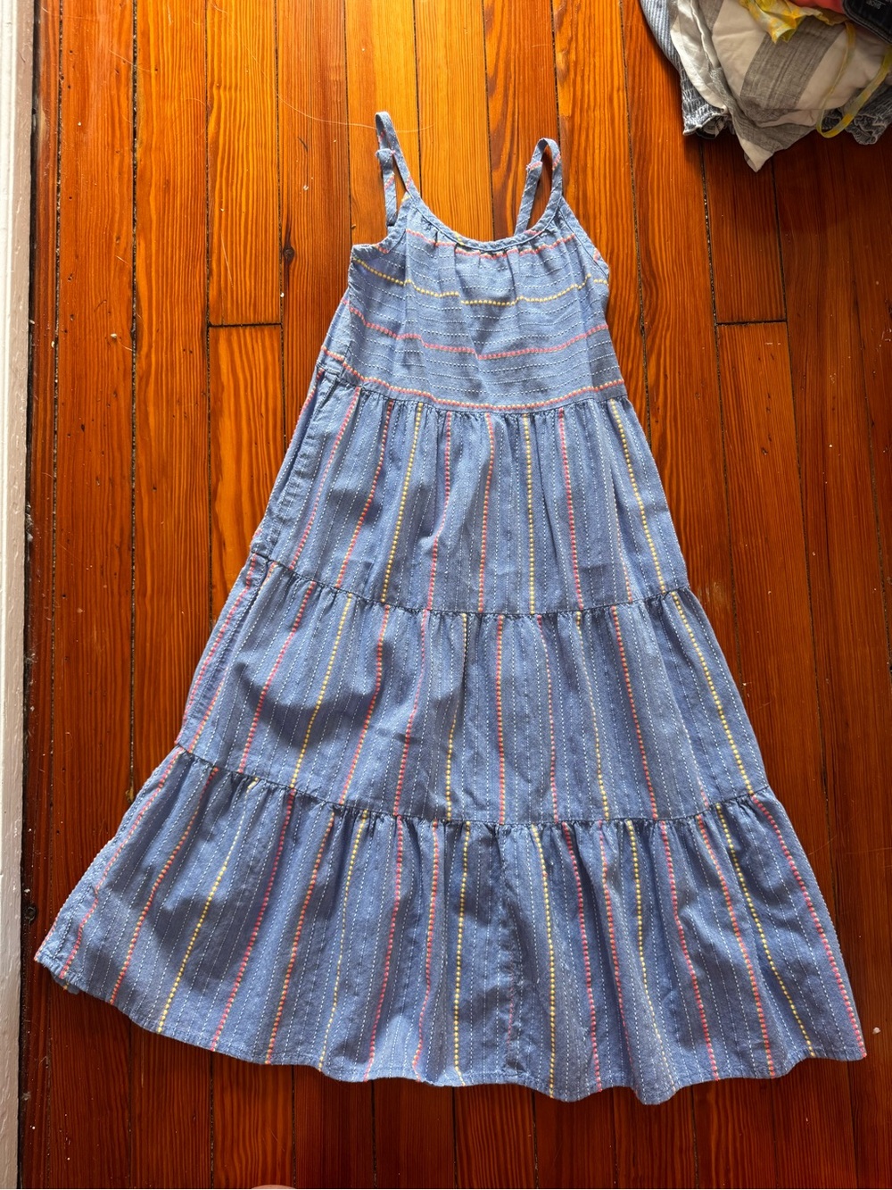 Cat and Jack Girls Blue Striped Tiered Sundress